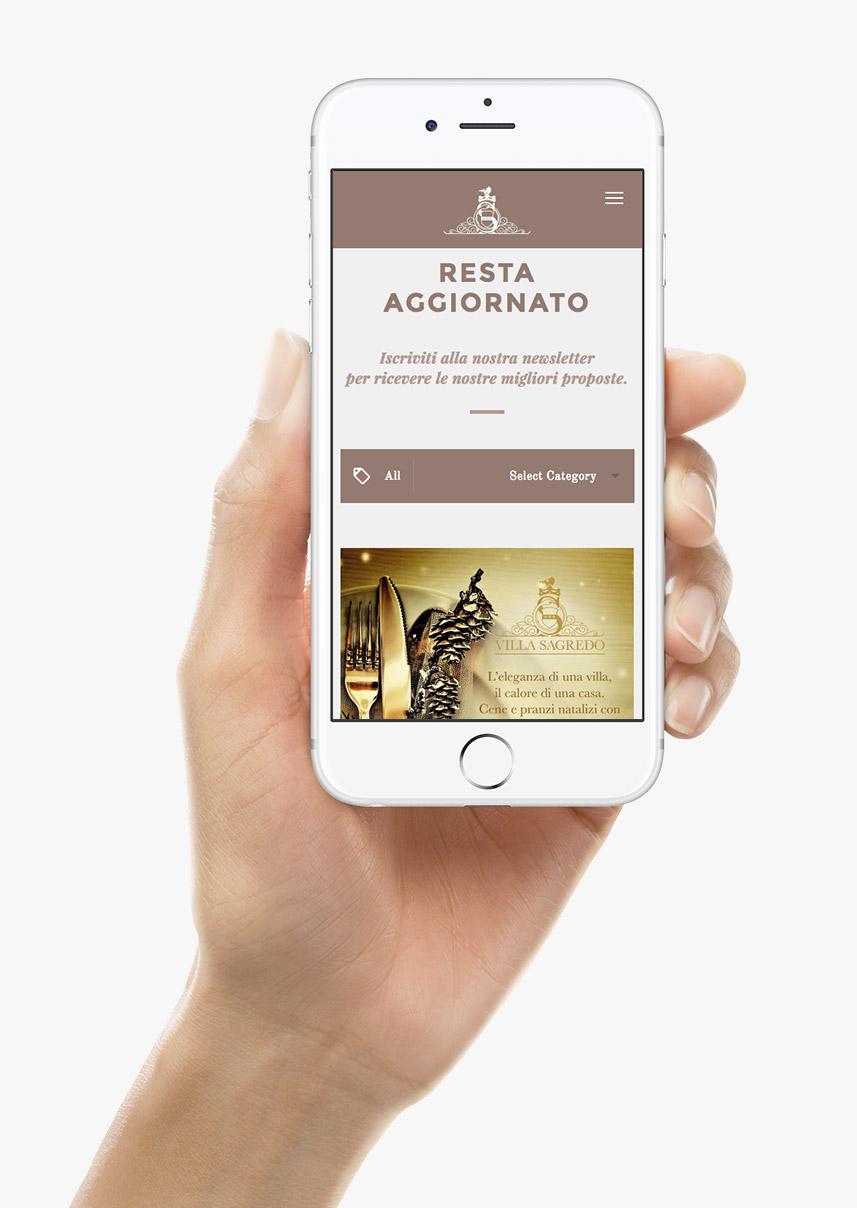 Villa Sagredo ristorante e villa Veneta in riviera del Brenta responsive iphone smartphone mobile web design sito web